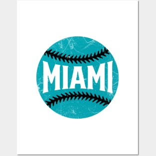 Miami Retro Baseball - White Posters and Art